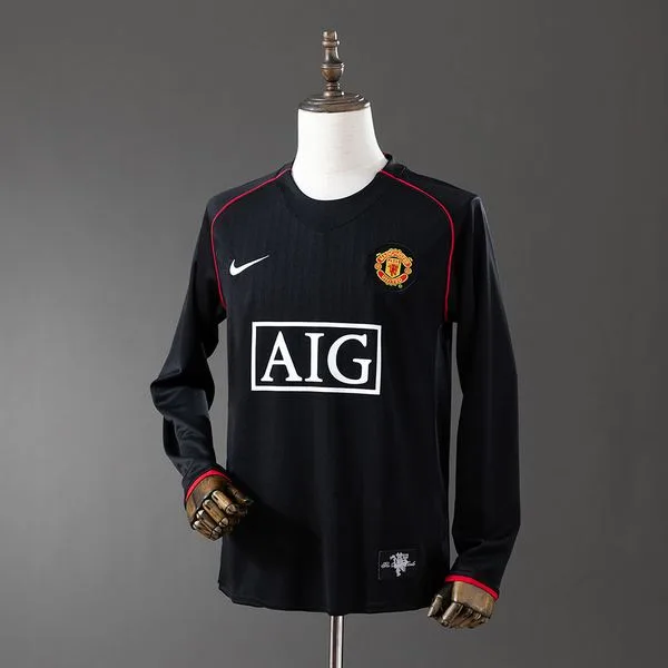 Camiseta de fútbol Manchester United 2007/08 VISITANTE MANGA LARGA VERSION FAN